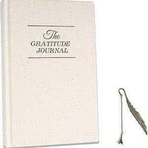 Cream Gratitude Journal with Feather Bookmark
